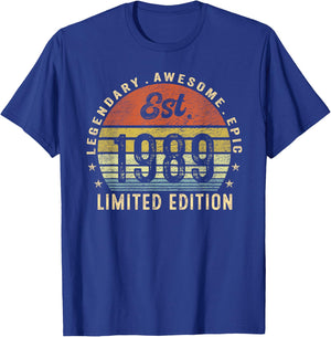 Est 1989 Limited Edition 35th Birthday Gifts 35 Year Old T-Shirt - T-Shirt | Royal