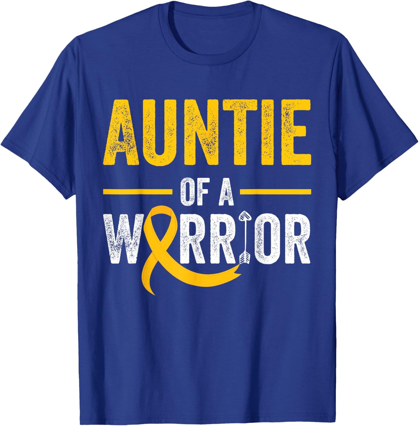 Auntie Of A Warrior Childhood September Cancer Awareness T-Shirt - T-Shirt | Royal