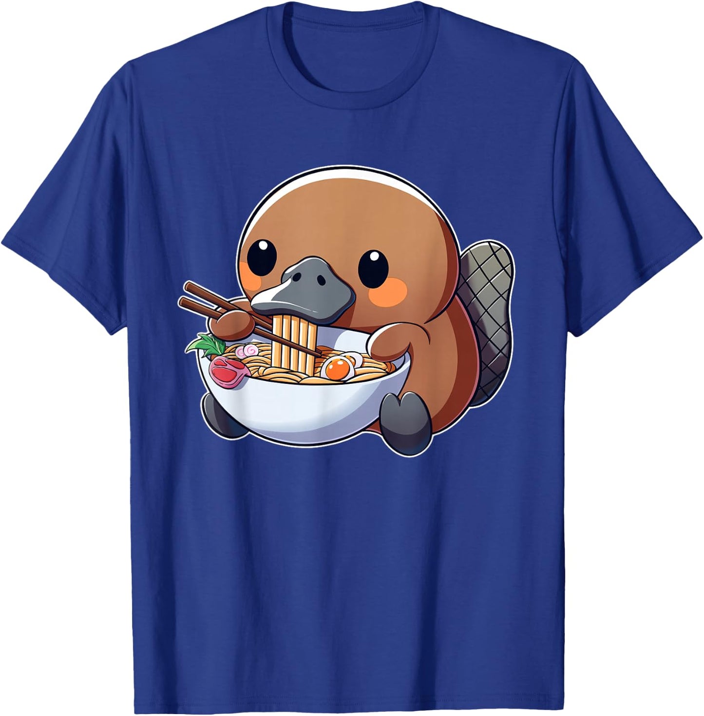 Cute Platypus Ramen Anime Kawaii Japanese Eating Noodle Kids T-Shirt - T-Shirt | Royal