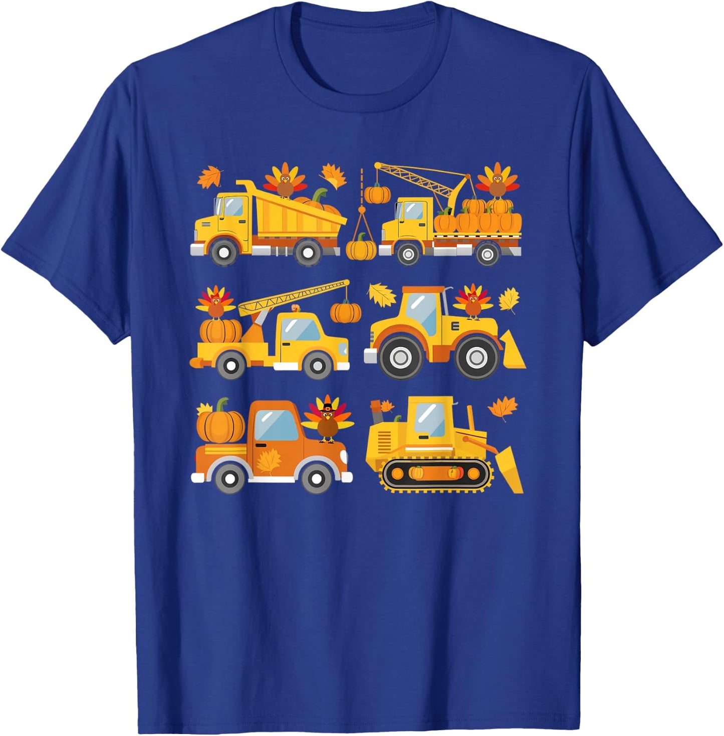 Thanksgiving Fall Construction Trucks Toddler Boys Youth T-Shirt - T-Shirt | Royal