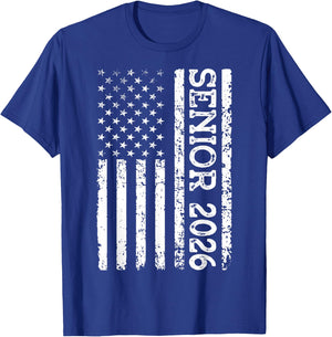Senior Class of 2026 Patriotic American USA Flag Graduation T-Shirt - T-Shirt | Royal