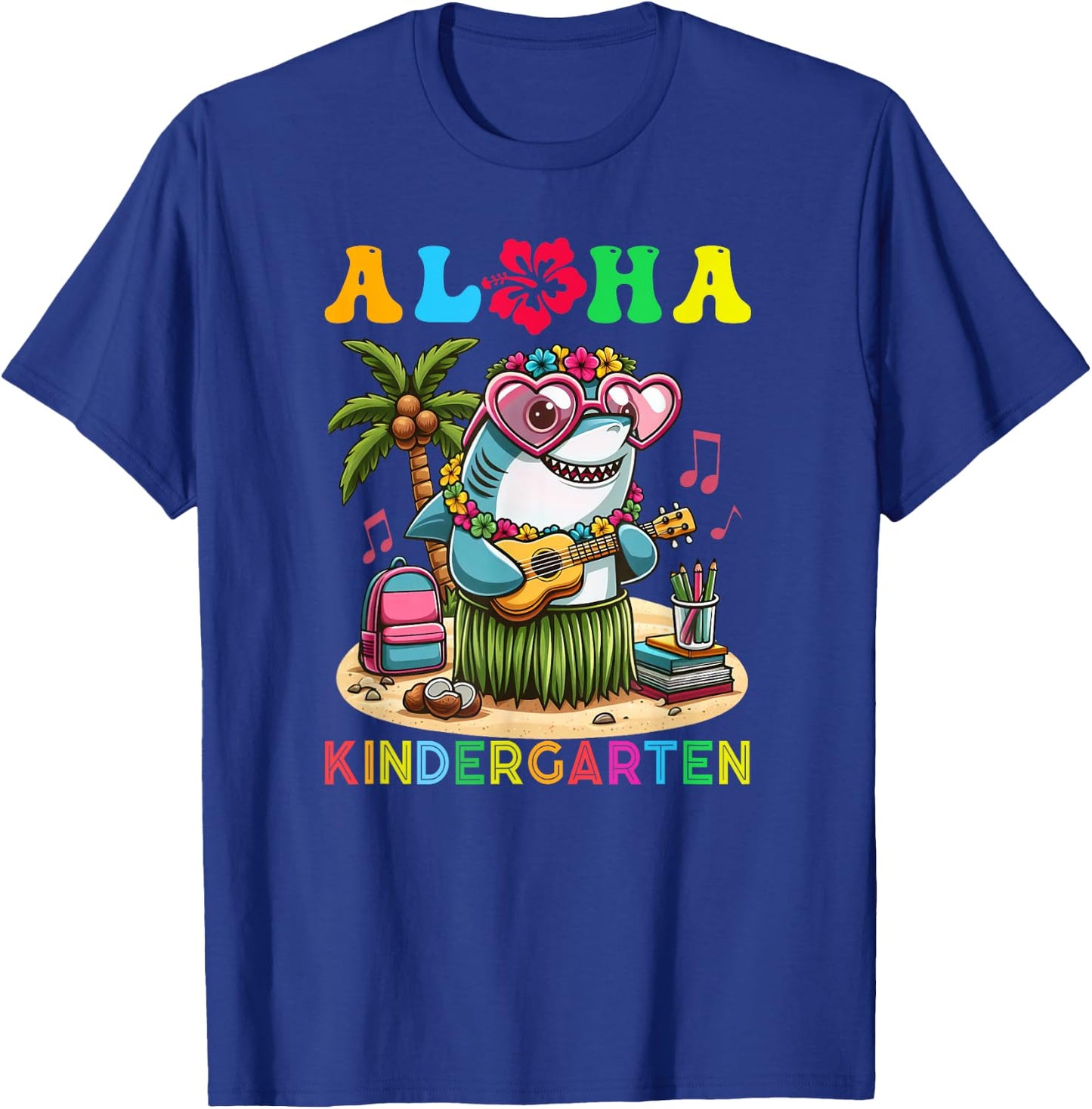 Aloha Kindergarten Shark Hawaii Back to School Kids Girl T-Shirt - T-Shirt | Royal