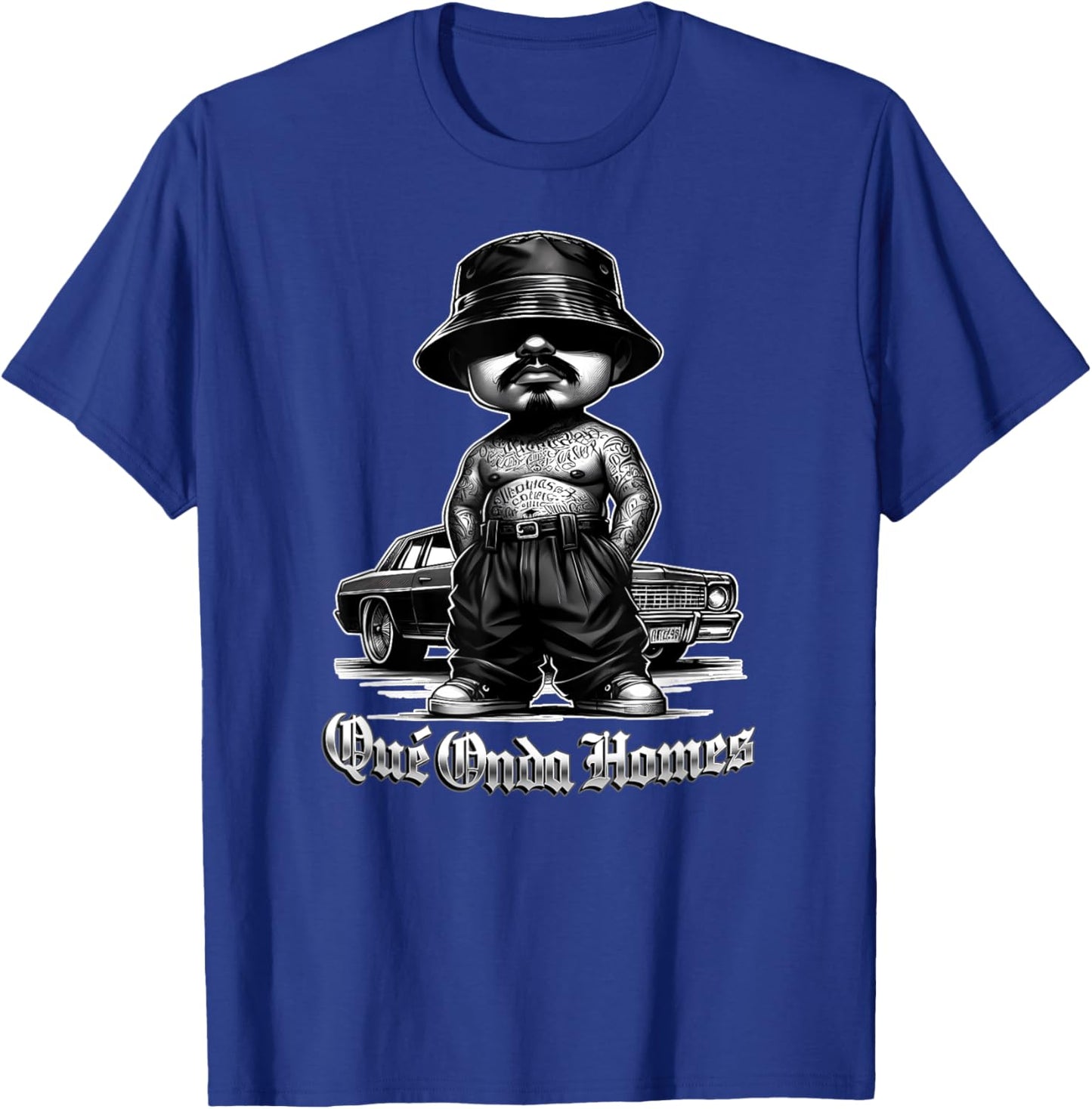 QUE ONDA HOMIE Old School Chicano Mexican Slang Calo Funny T-Shirt - T-Shirt | Royal