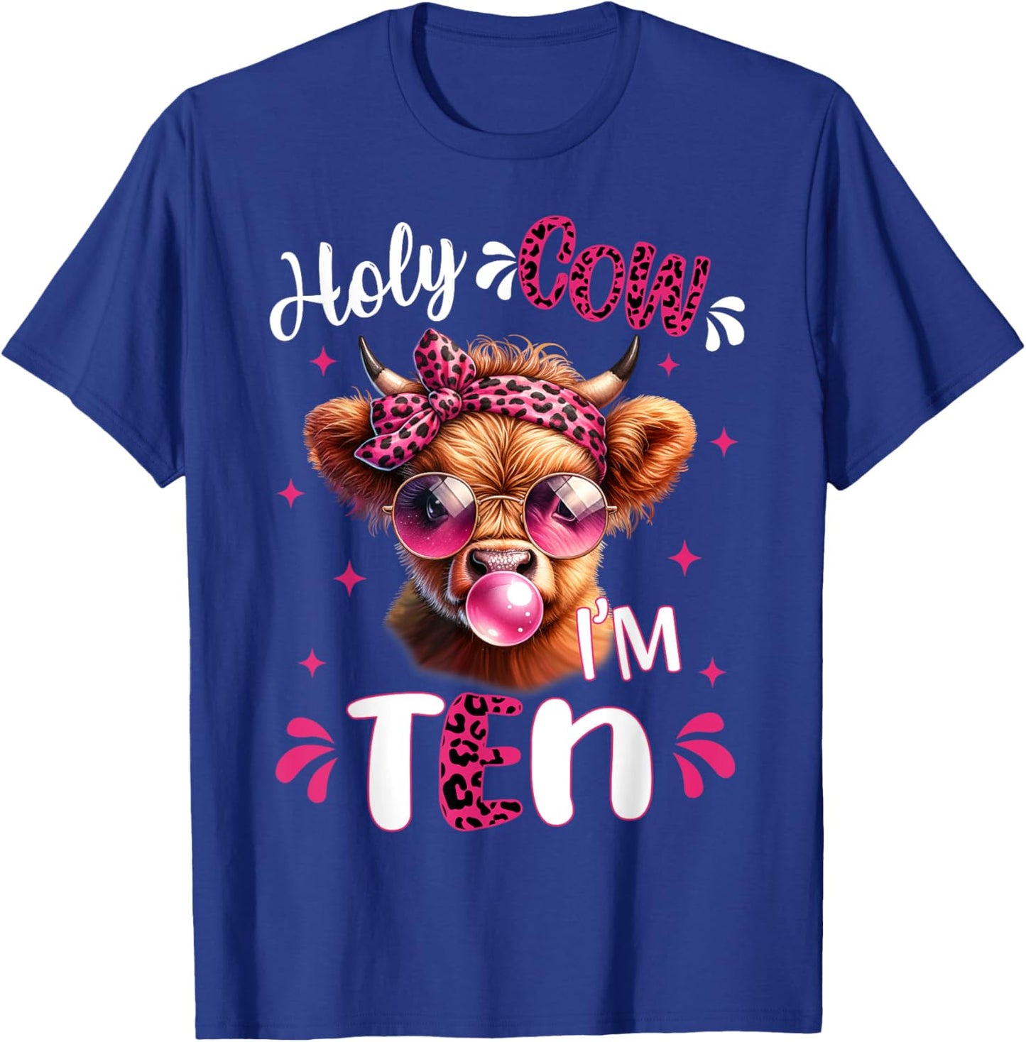 I'm Ten Years Old Girl It's My 10th Birthday Highland Cow T-Shirt - T-Shirt | Royal
