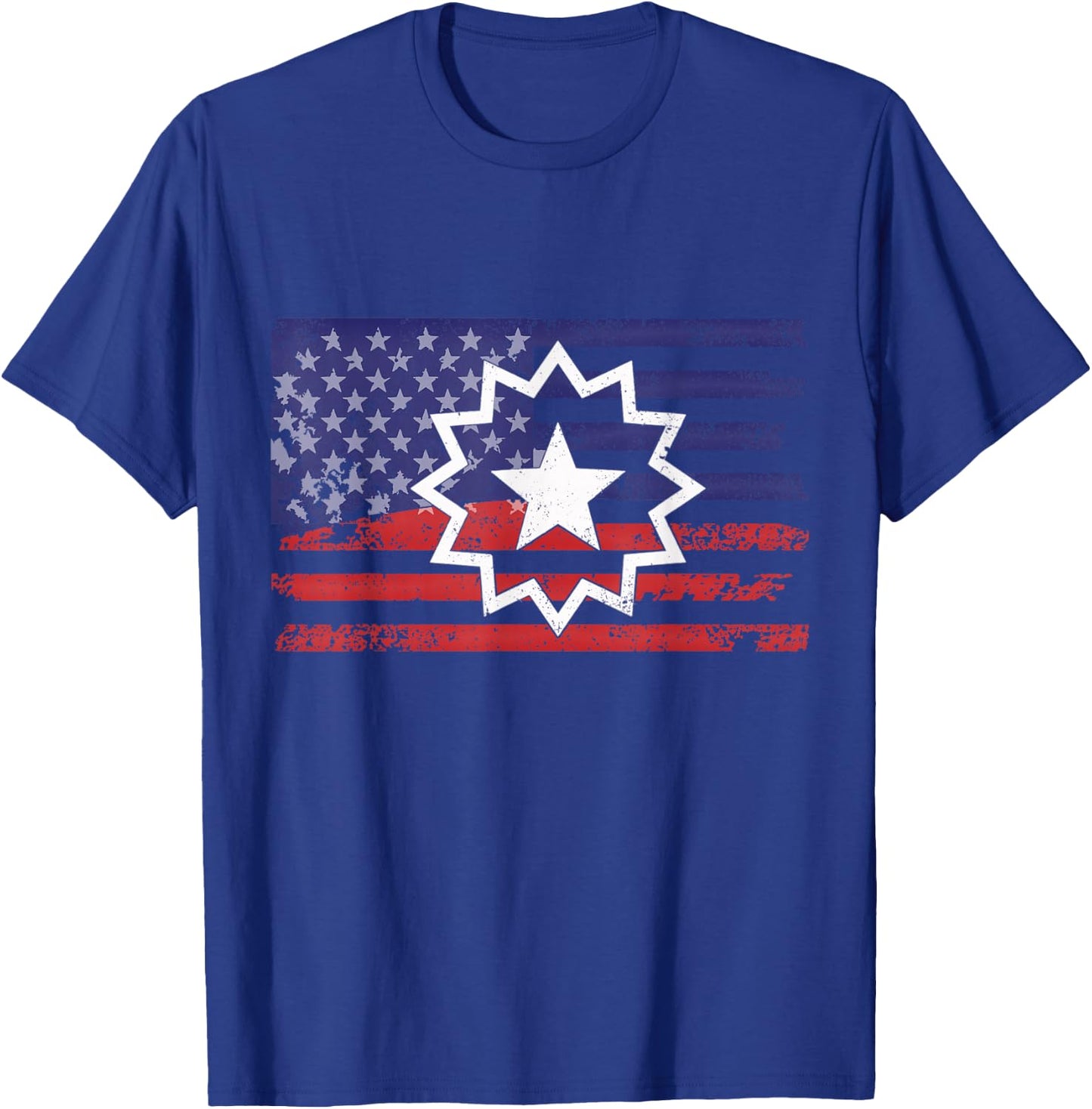 Distressed American Flag of Juneteenth Red White Blue Symbol T-Shirt - T-Shirt | Royal