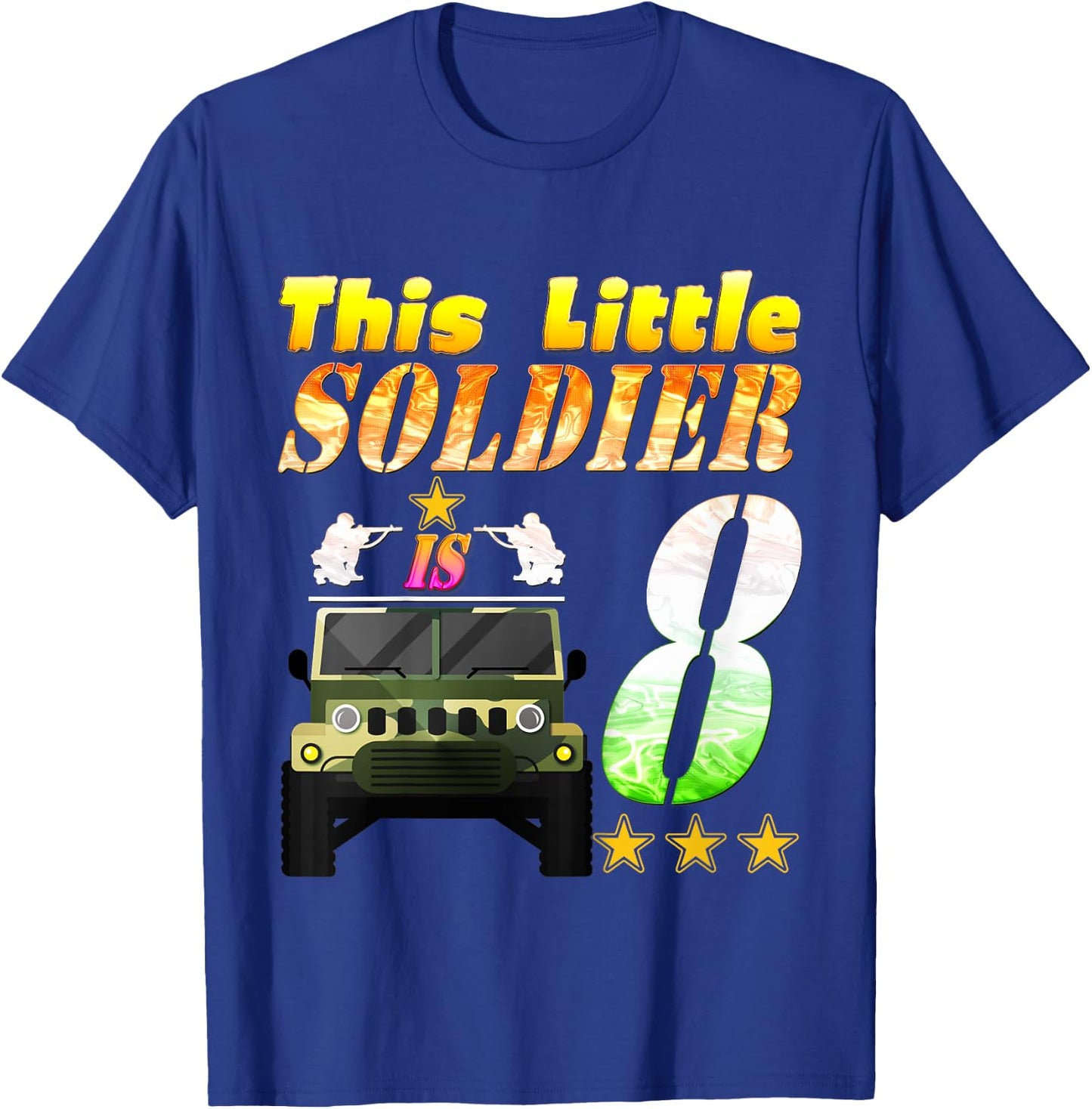 Kids 8 Year Old Soldier 8th Military army soldier birthday party T-Shirt - T-Shirt | Royal