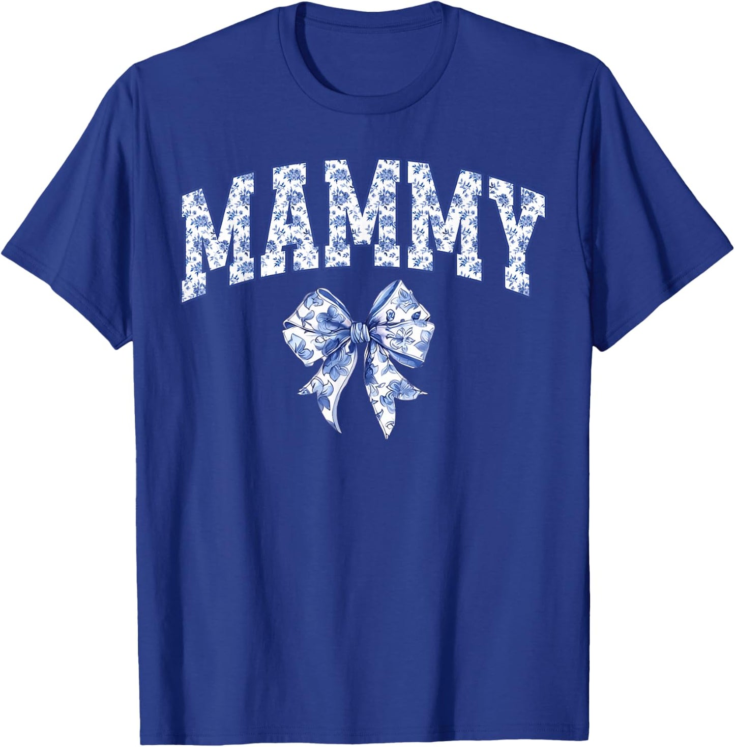Mammy Coquette Toile Blue Bow Floral Family Matching T-Shirt - T-Shirt | Royal
