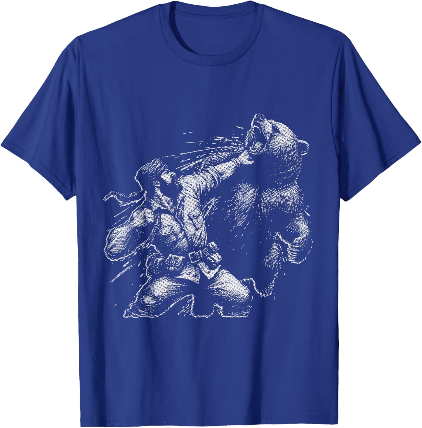 Bear Funny Man Punching Bear Retro Vintage Hunting Camping T-Shirt - T-Shirt | Royal