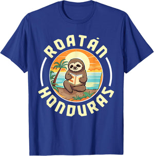 Roatan Honduras Vacation Sloth Beach Summer T-Shirt - T-Shirt | Royal