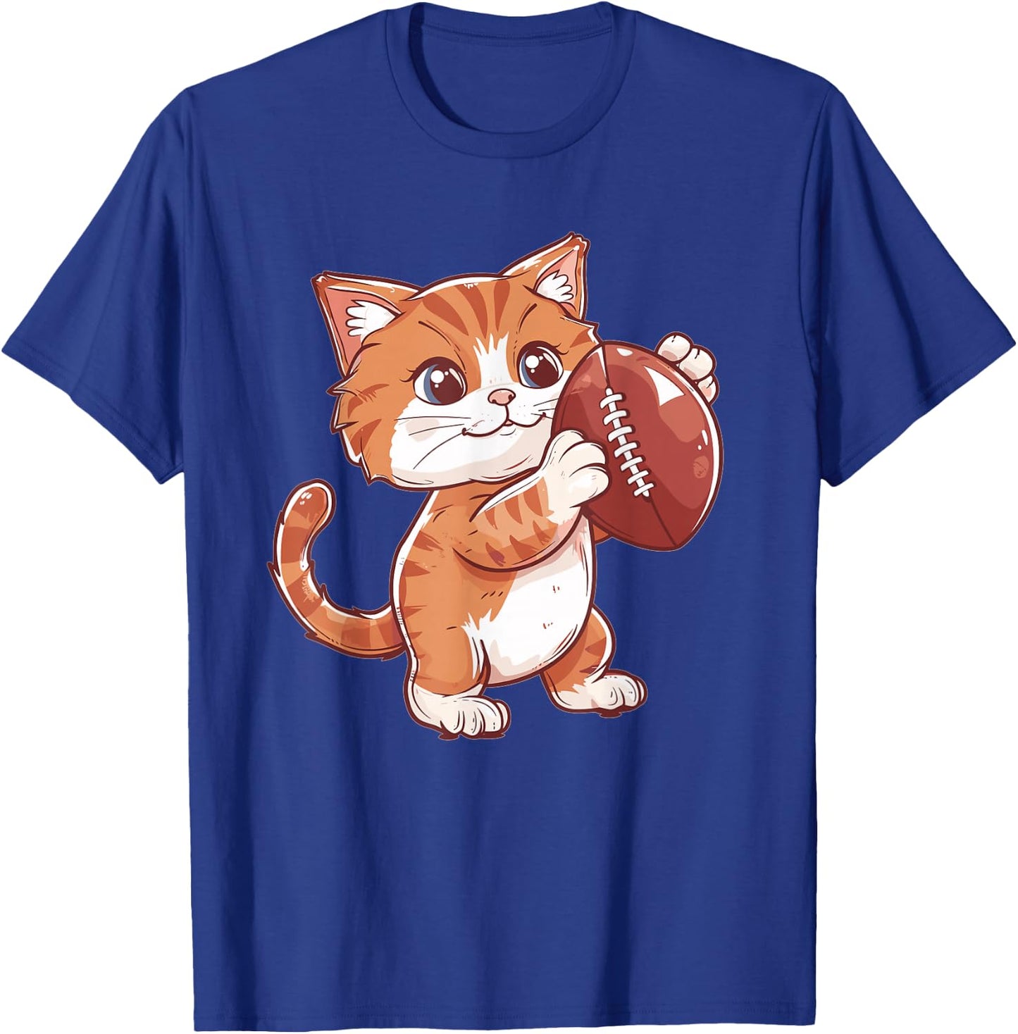 Cute Cat With Football I Cat T-Shirt - T-Shirt | Royal