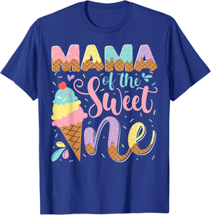 Mama Of The Sweet One Ice Cream 1St Birthday Party T-Shirt - T-Shirt | Royal