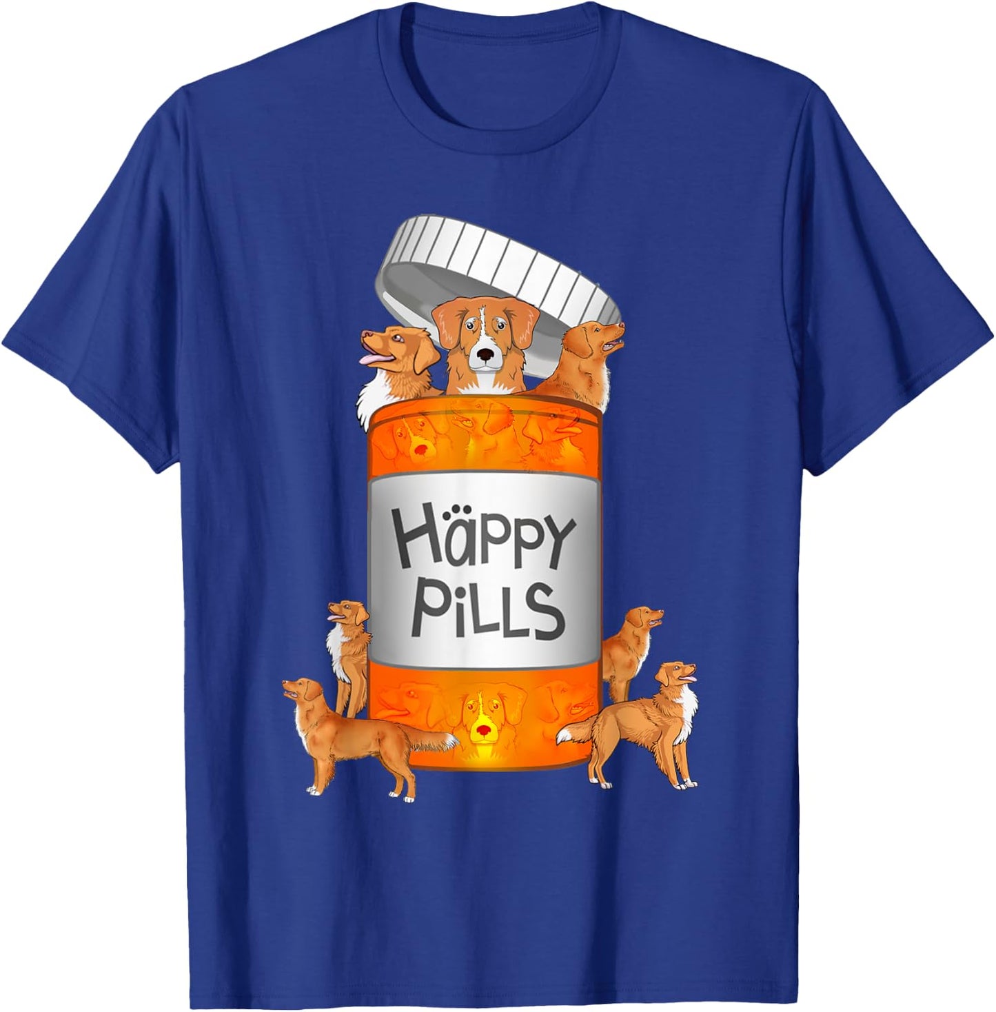 Toller Dog Happy Pills T-Shirt - T-Shirt | Royal