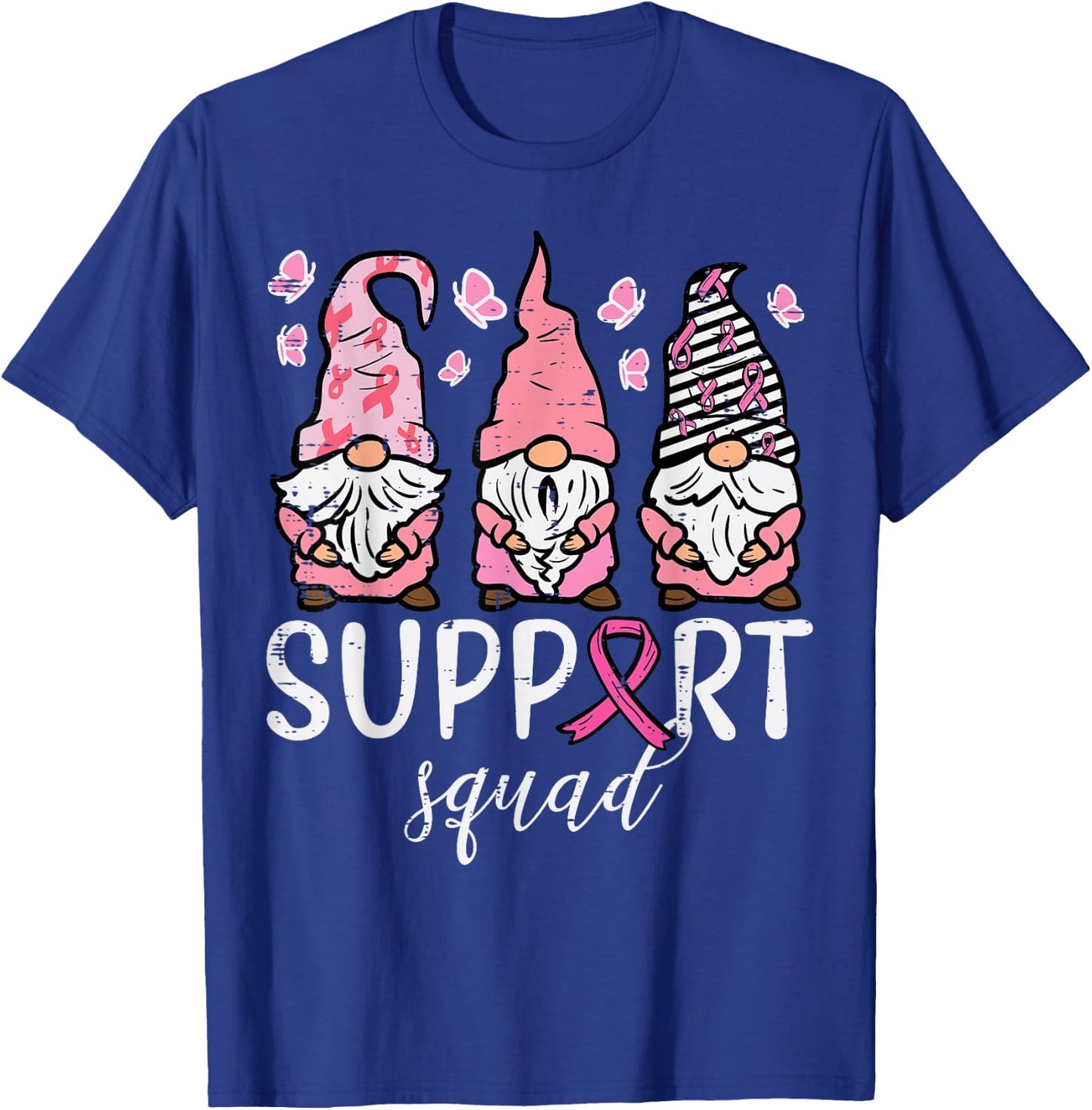 Breast Cancer Support Squad Gnomes Awareness Men Women Kids T-Shirt - T-Shirt | Royal