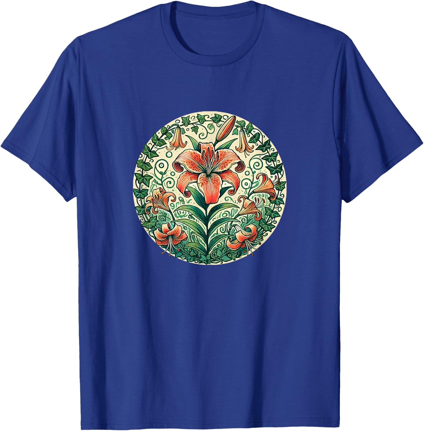 Tigerlilies Tiger Lily Flower Illustration Gardening T-Shirt - T-Shirt | Royal