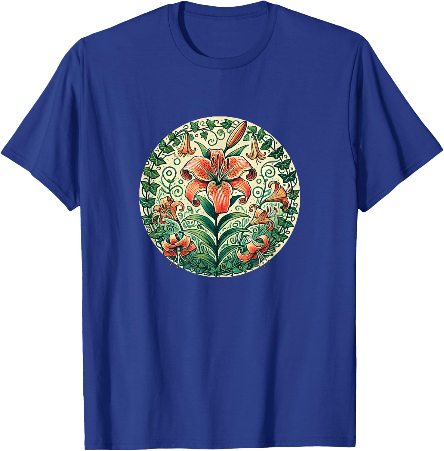 Tigerlilies Tiger Lily Flower Illustration Gardening T-Shirt - T-Shirt | Royal