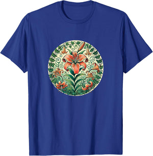 Tigerlilies Tiger Lily Flower Illustration Gardening T-Shirt - T-Shirt | Royal