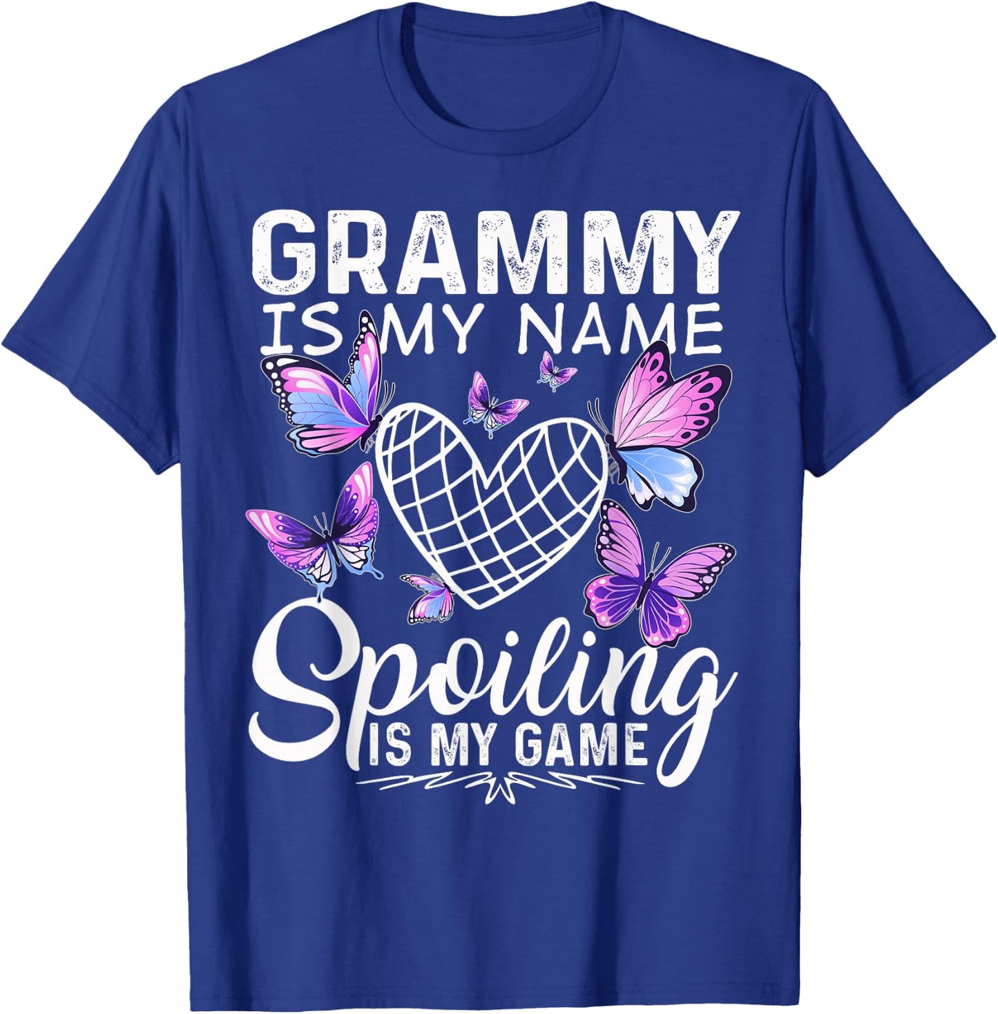 Grammy is my Name Spoiling is my Game Cute Butterflies print T-Shirt - T-Shirt | Royal