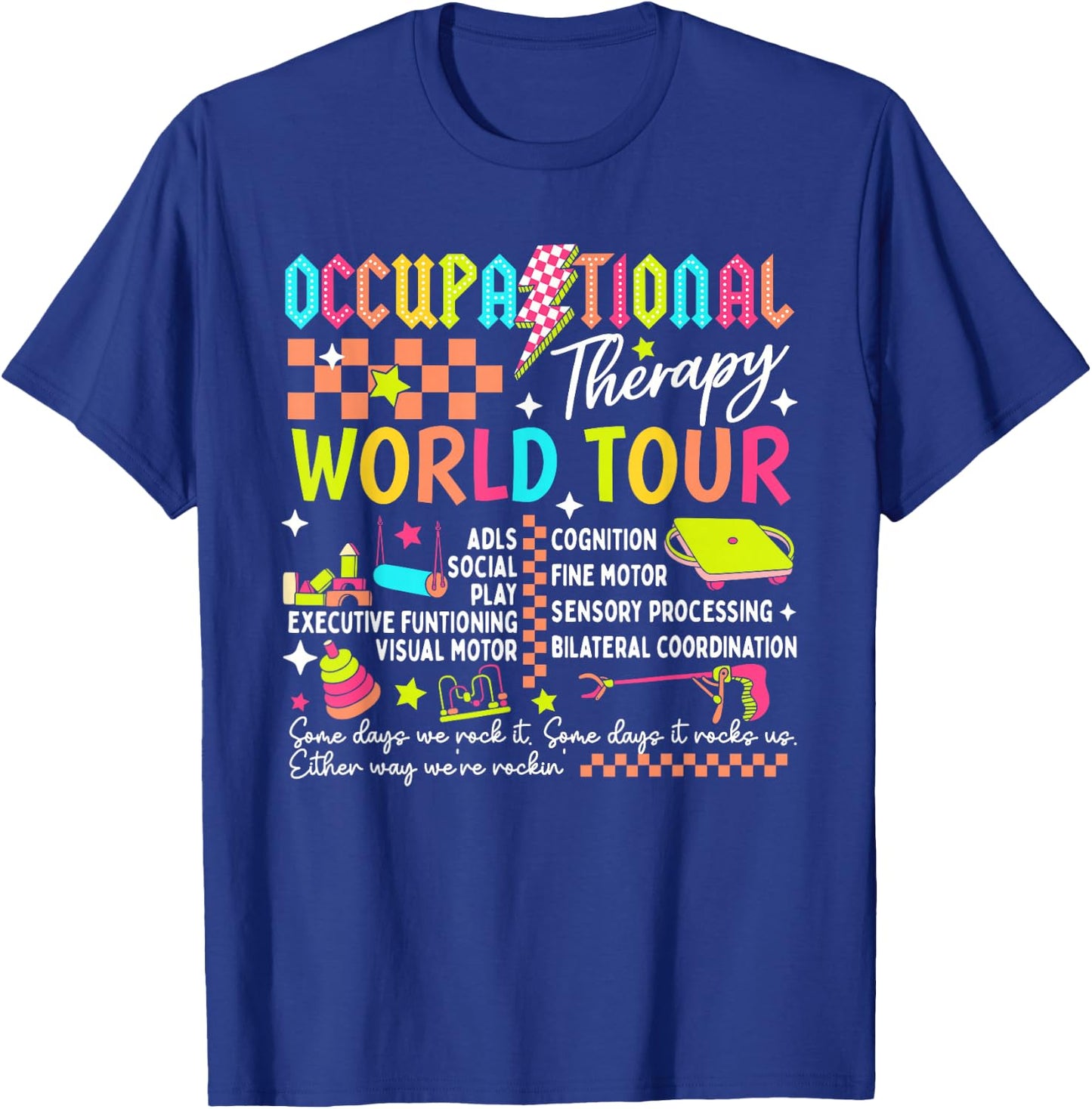 Occupational Therapy World Funny Tour Sped Teacher Retro T-Shirt - T-Shirt | Royal