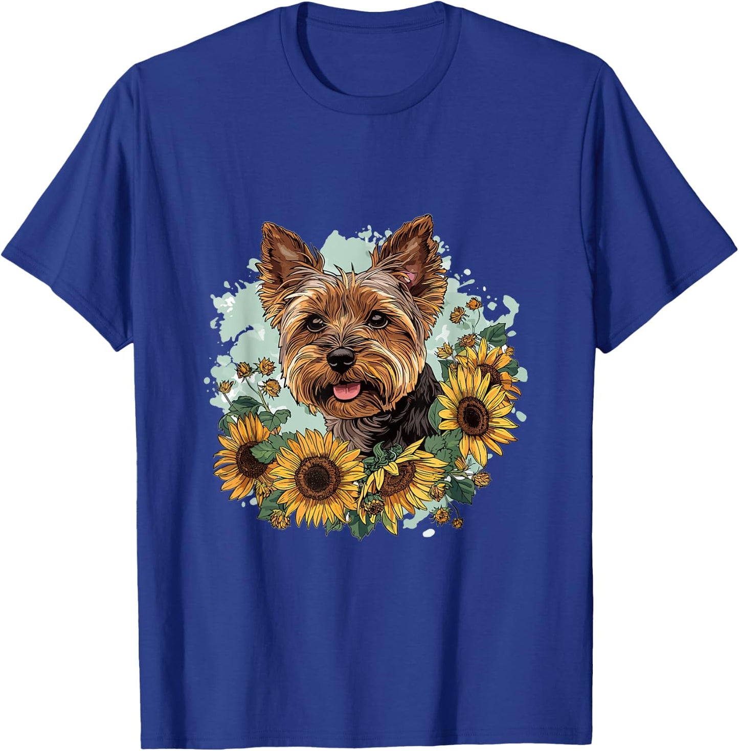 Yorkshire Terrier Yorkie Dog Breed Pet Designs Classic Fit Modern Sunflower Graphic - Black, Small T-Shirt - T-Shirt | Royal