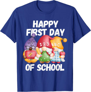 Gnome Happy First Day Of School Cute Back To School Teacher Men Women Girls Kids T-Shirt - T-Shirt | Royal