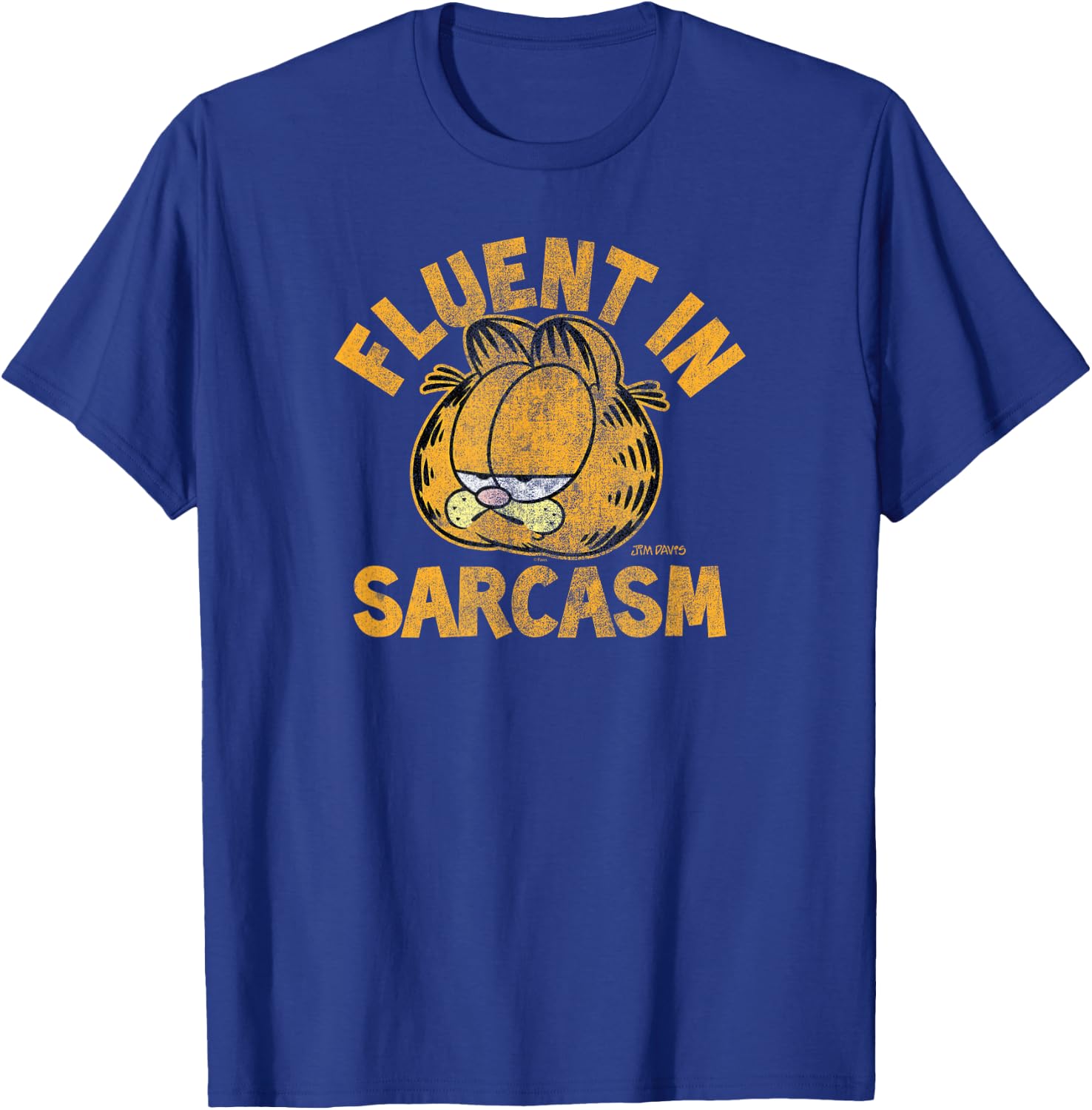 Garfield Fluent in Sarcasm Distressed Cartoon Cat T-Shirt - T-Shirt | Royal