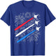Red White and Blue Fighter Jets with Fireworks 4th of July T-Shirt - T-Shirt | Royal