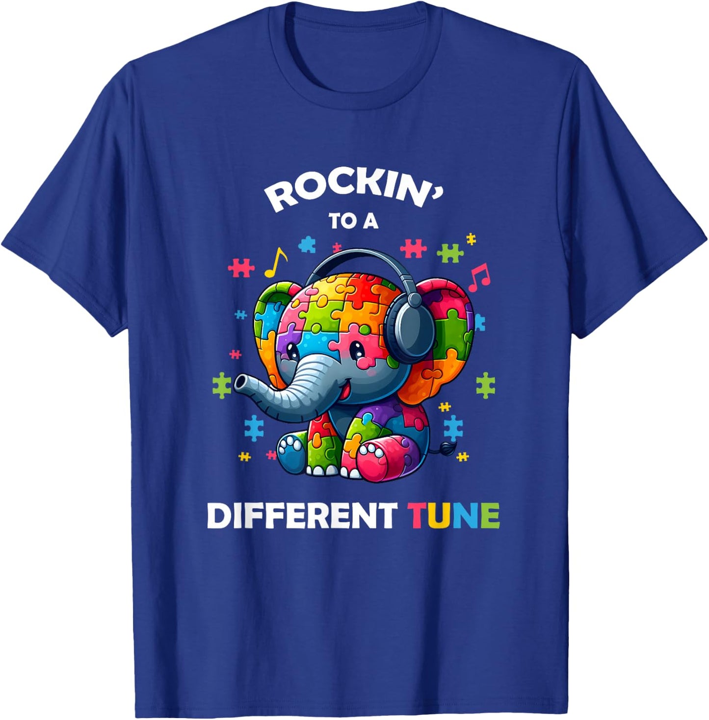 Rocking To A Different Tune Funny Autism Awareness Kids Boys T-Shirt - T-Shirt | Royal