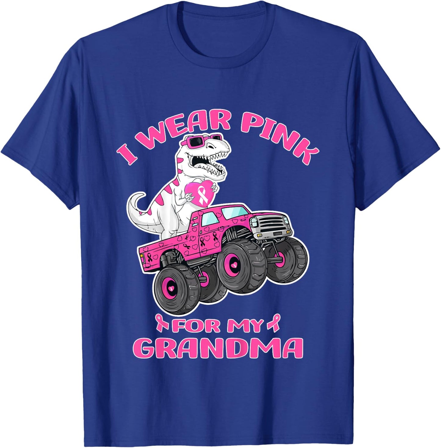 Kids Trex Breast Cancer Kids I Wear Pink For My Grandma T-Shirt - T-Shirt | Royal