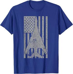 B-1 Lancer Supersonic Bomber Airplane Vintage Flag T-Shirt - T-Shirt | Royal