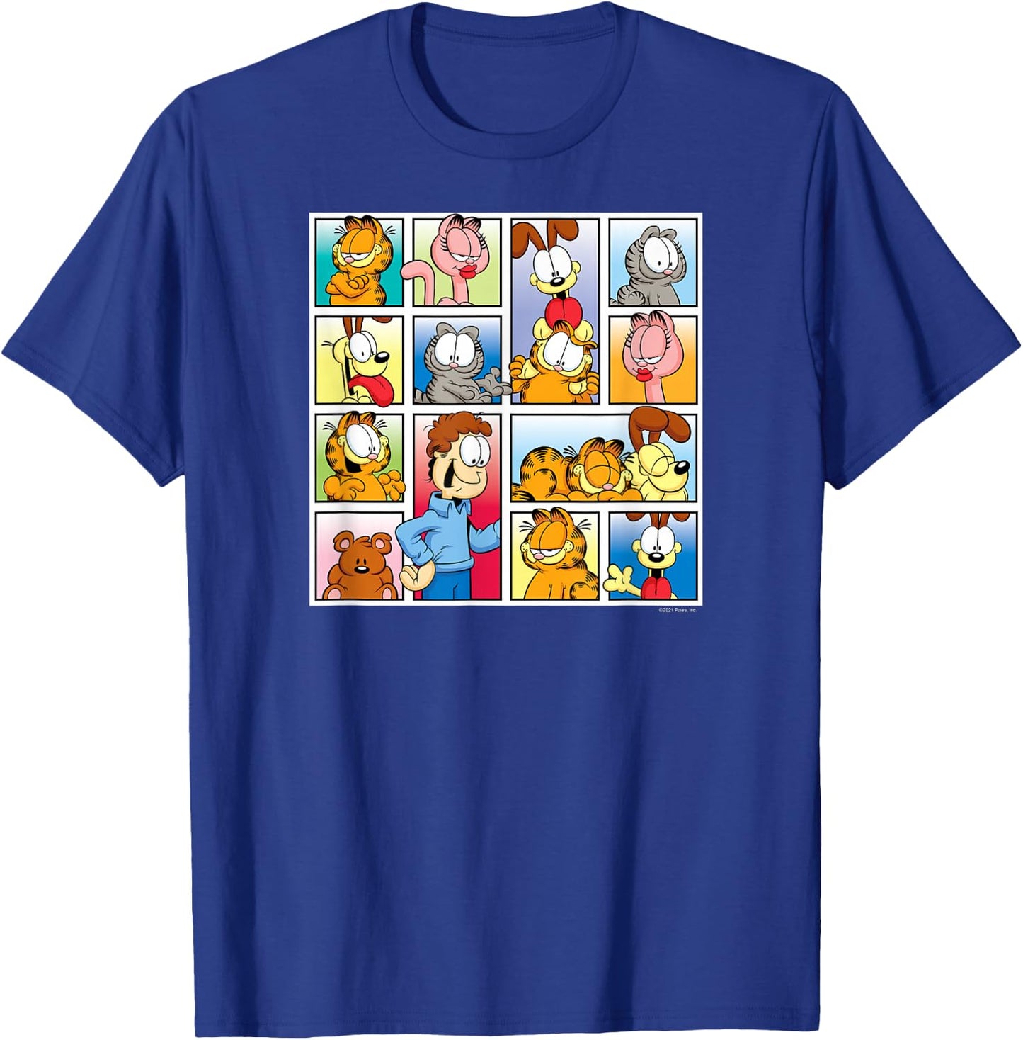 Garfield - Jon, Odie, Arlene, Nermal Friends Grid T-Shirt - T-Shirt | Royal
