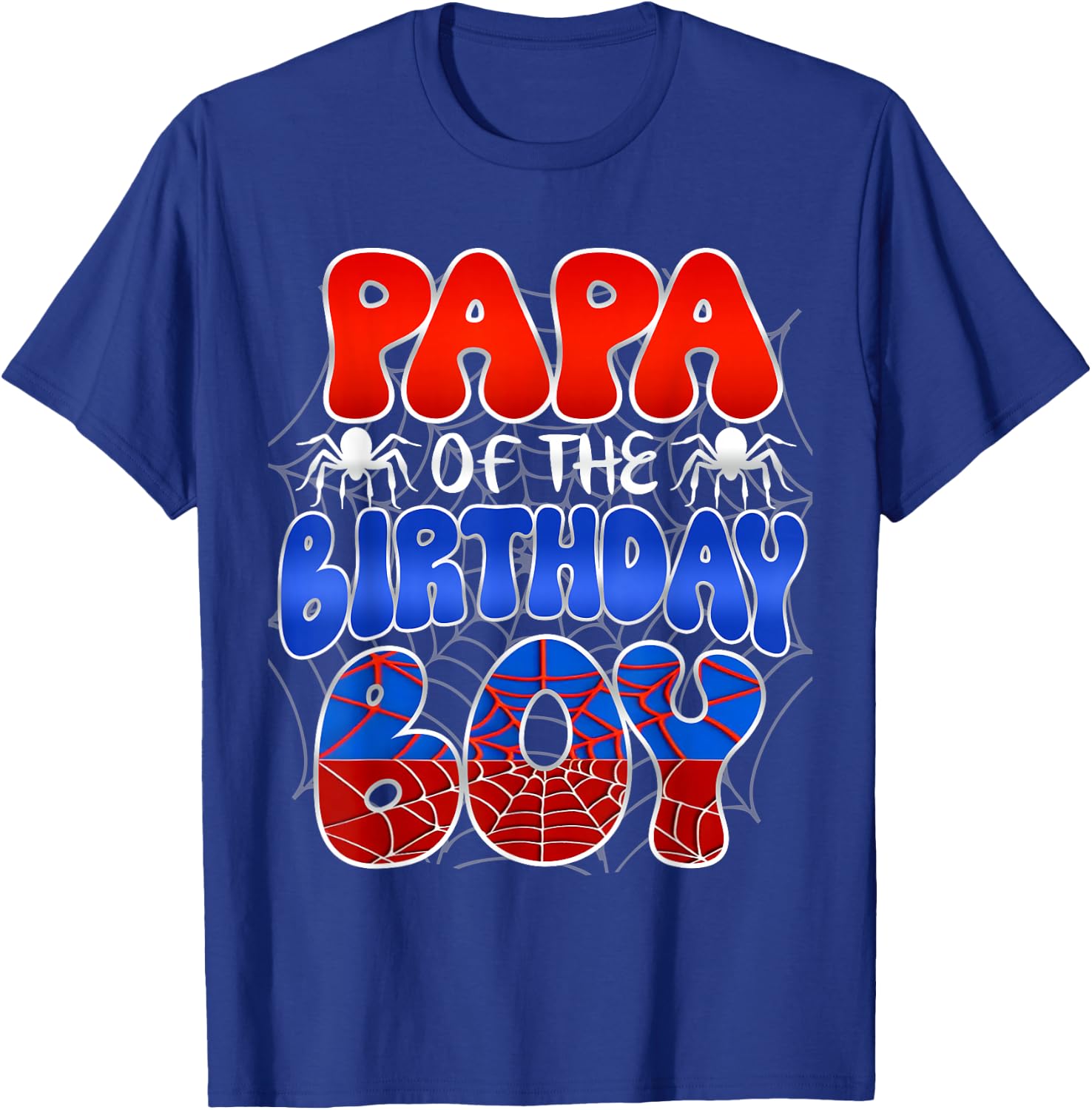 PAPA of the Birthday Boy Costume Spider Web Birthday Party T-Shirt - T-Shirt | Royal