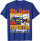 Best Licensed Amateur Ham Radio Operator Designs - Ham Radio & Coffee - Black Retro Collarless Short Sleeve Classic Fit - Small - Women's Casual Novelty T-Shirt - T-Shirt | Royal