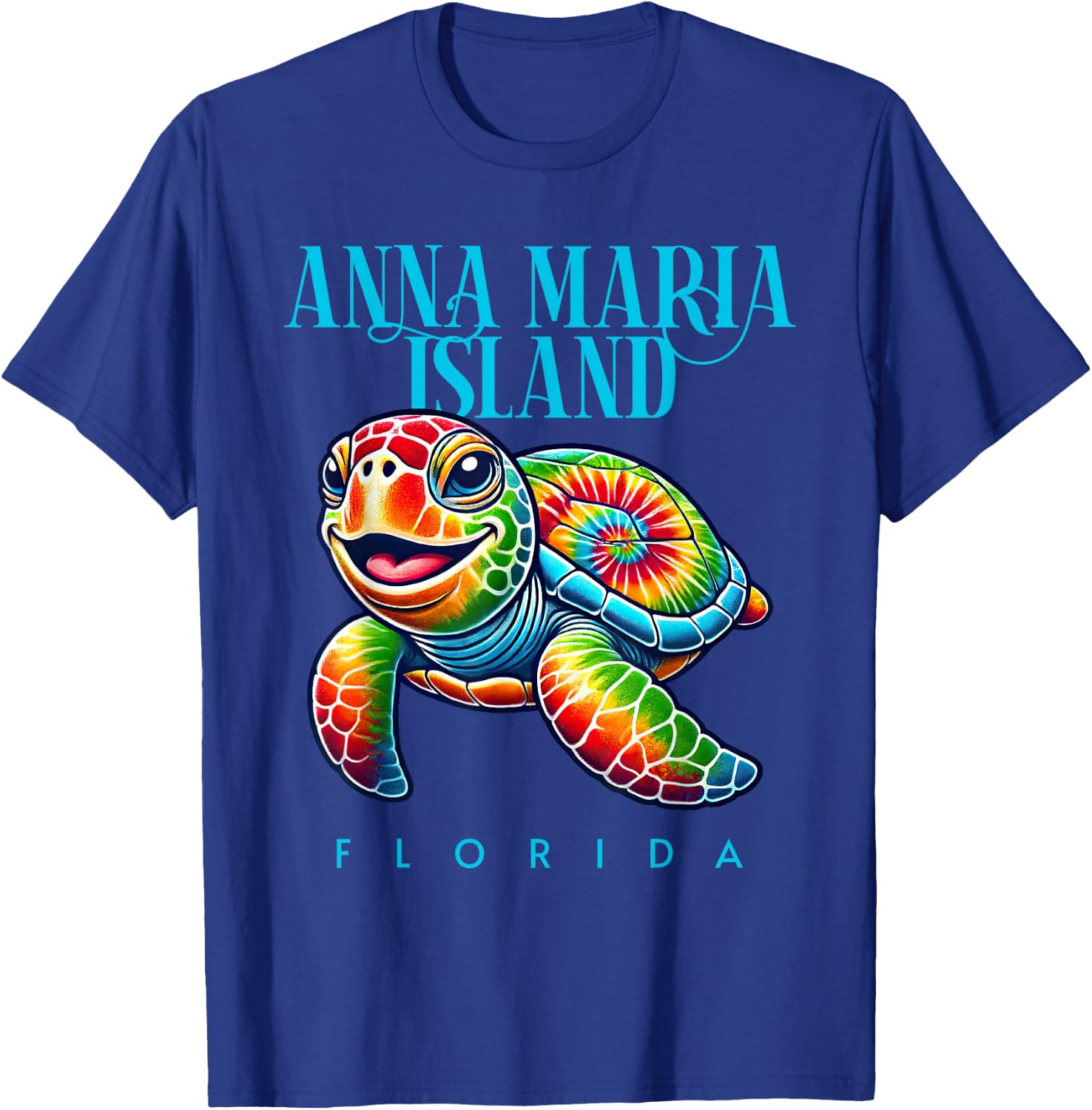 Anna Maria Island Florida Smiling Tie Dye Sea Turtle T-Shirt - T-Shirt | Royal