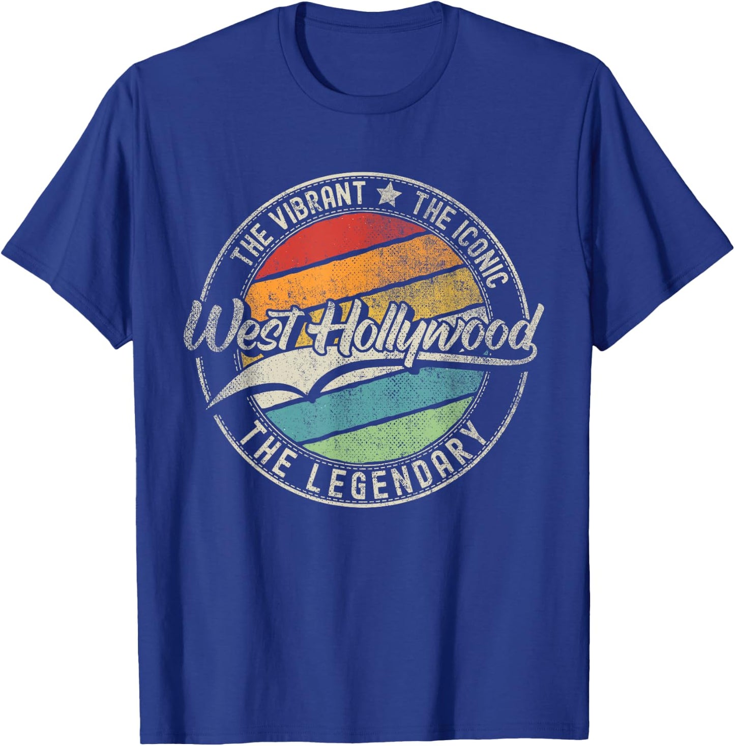 West Hollywood CA | California | Vintage Distressed T-Shirt - T-Shirt | Royal