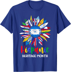 Hispanic Heritage Month Honduras Flag Sunflower Latino Flags T-Shirt - T-Shirt | Royal
