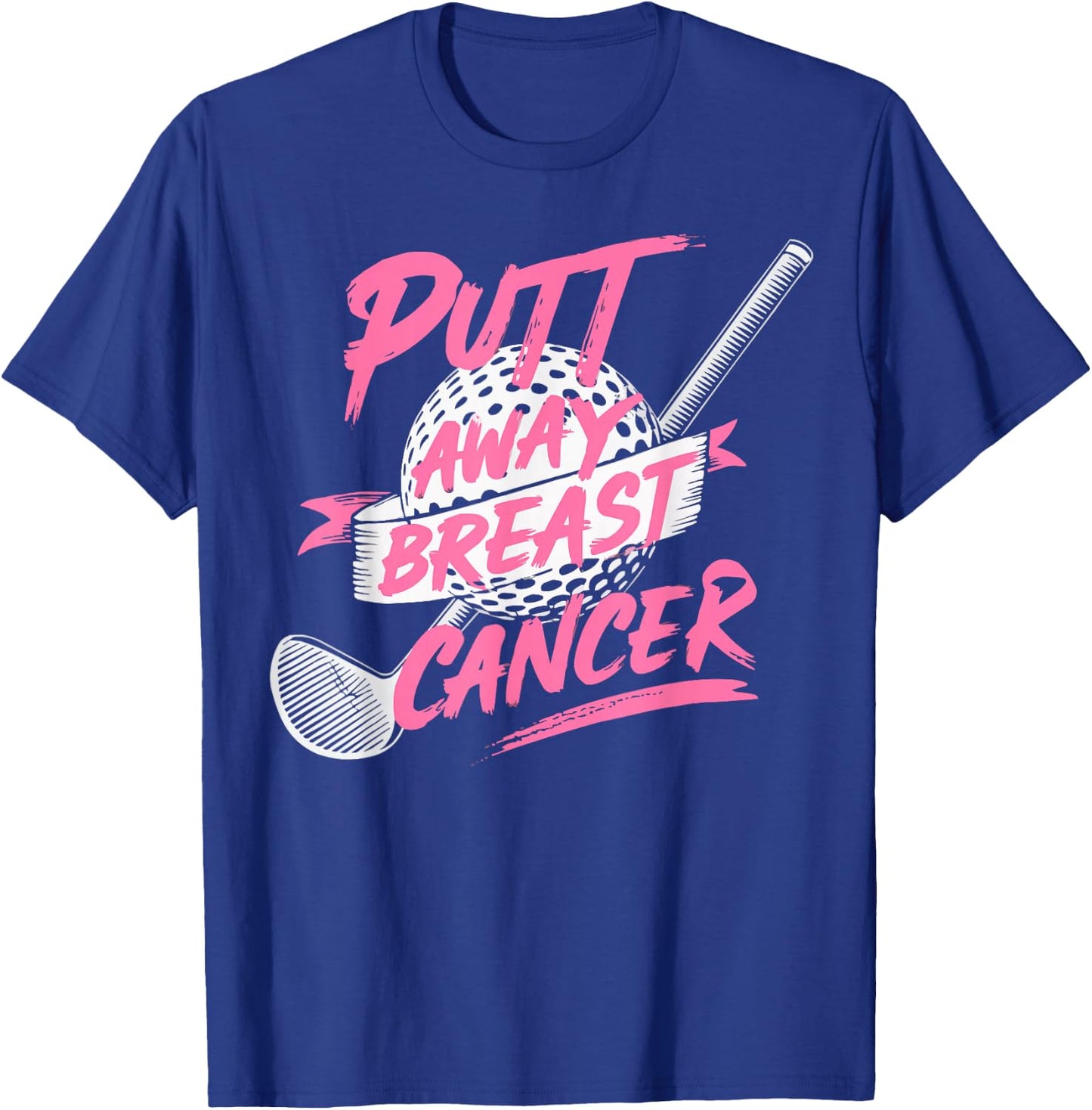 Golf Breast Cancer Awareness Month Golfer Pink Ribbon T-Shirt - T-Shirt | Royal