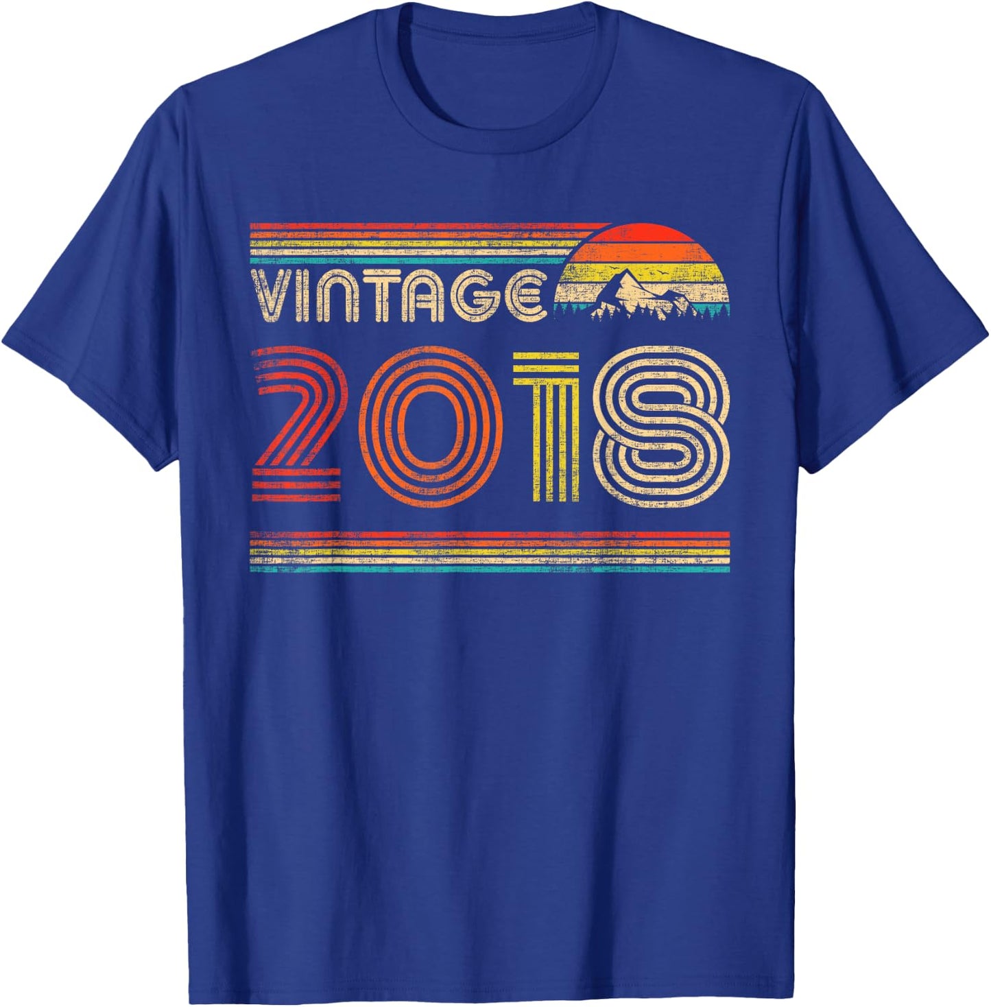 Vintage 2018 6th Birthday 6 Years Old Boys Girl Kids Vintage T-Shirt - T-Shirt | Royal