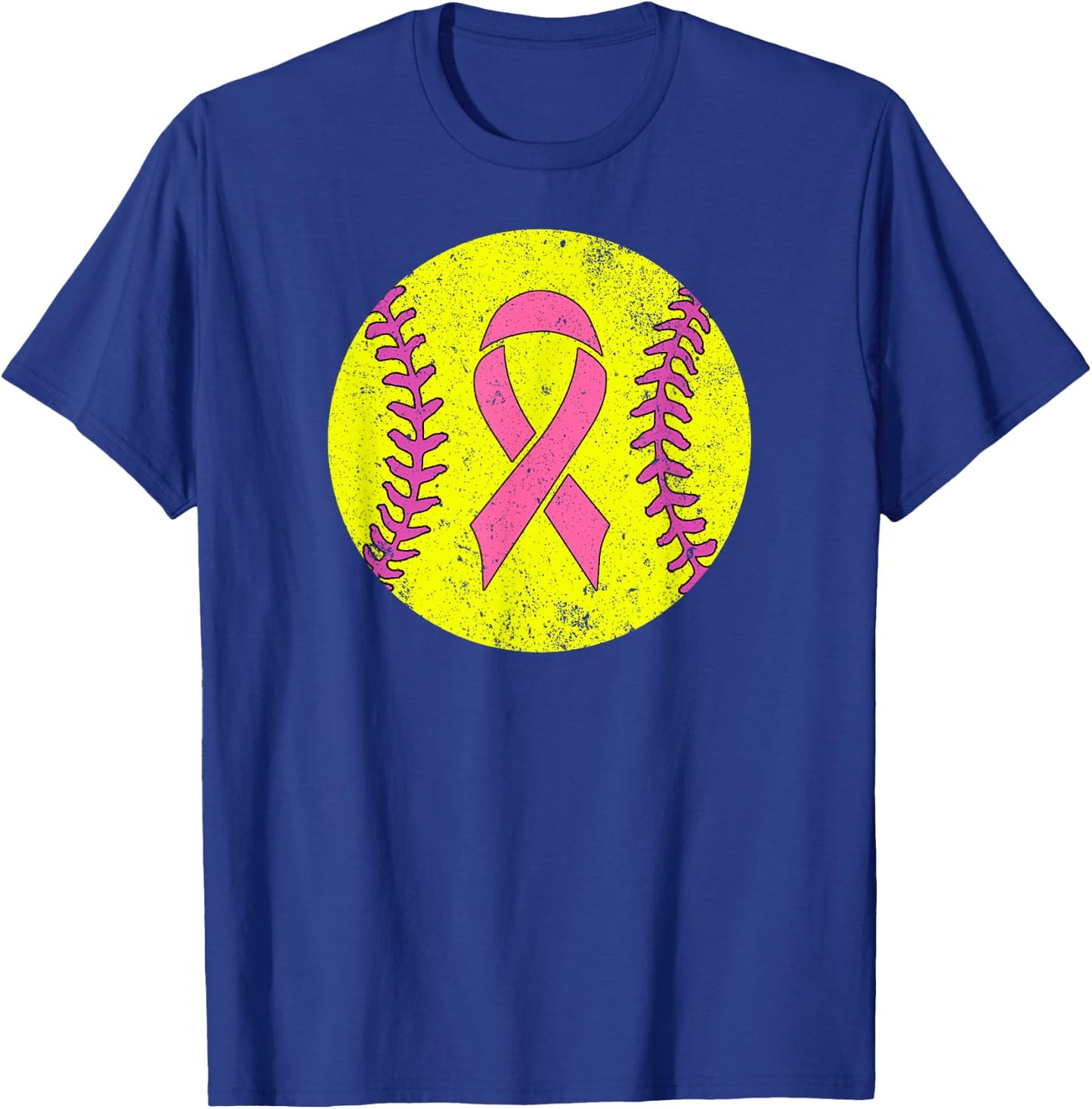 Softball Player Pink Ribbon Breast Cancer Awareness Costume T-Shirt - T-Shirt | Royal