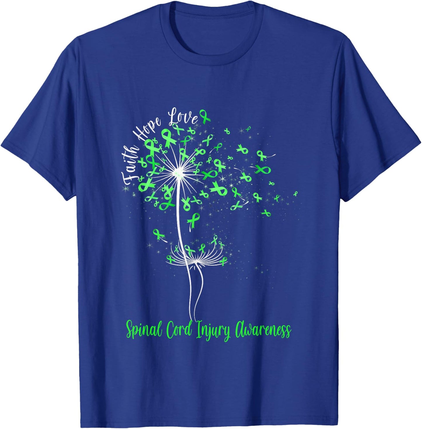Dandelion Faith Hope Love Spinal Cord Injury Awareness Flow T-Shirt - T-Shirt | Royal