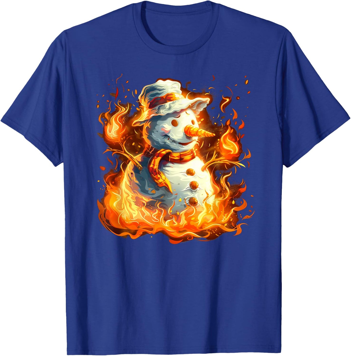 Funny burning Snowman Outfit for Winter Lovers T-Shirt - T-Shirt | Royal