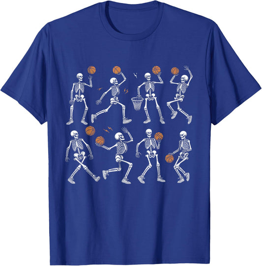 Halloween Basketball Skeletons Dunking Dribble Boys Kids T-Shirt - T-Shirt | Royal