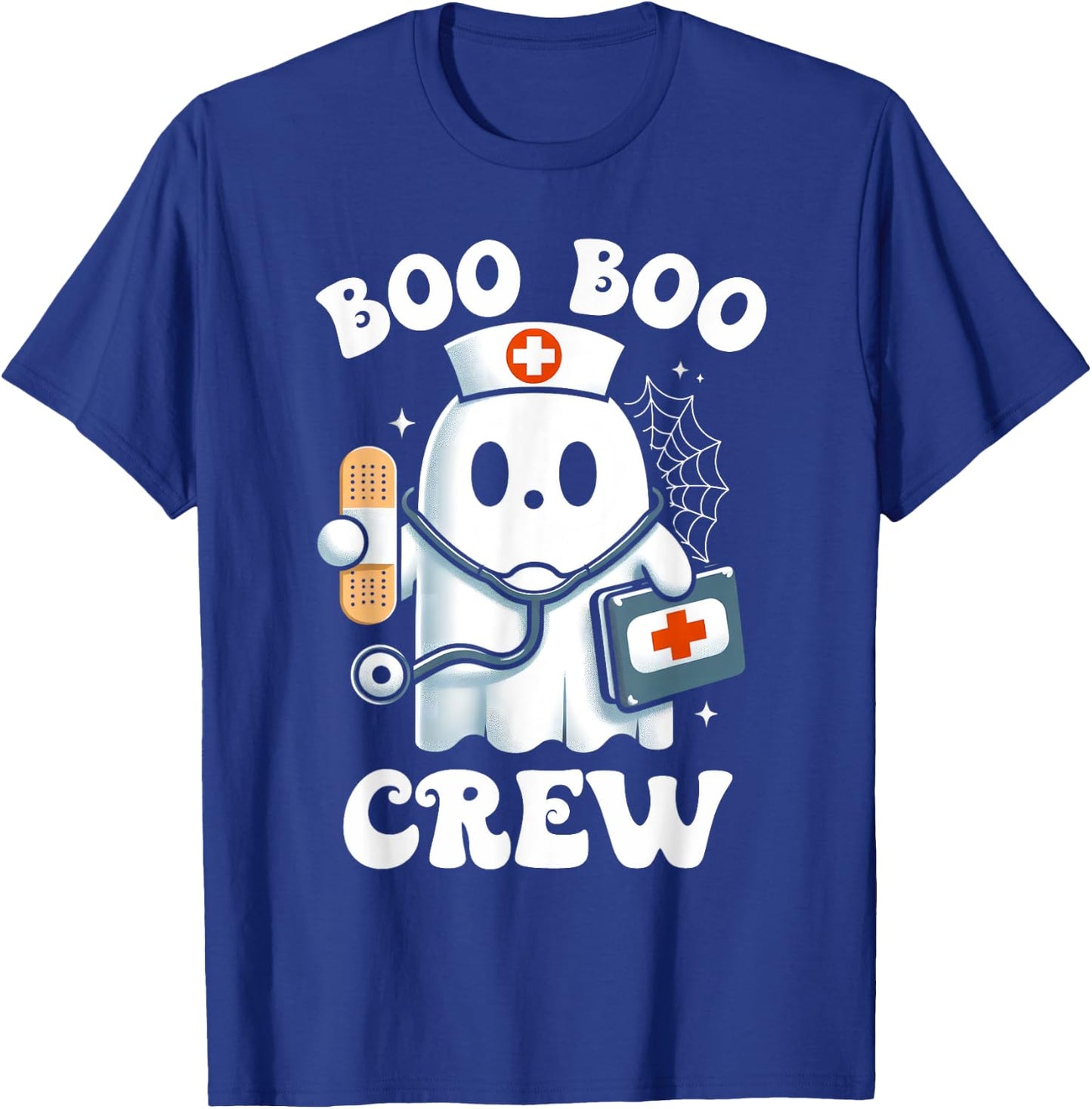 Boo Boo Crew Ghost Nurses Halloween Costume Scrub Top Women T-Shirt - T-Shirt | Royal