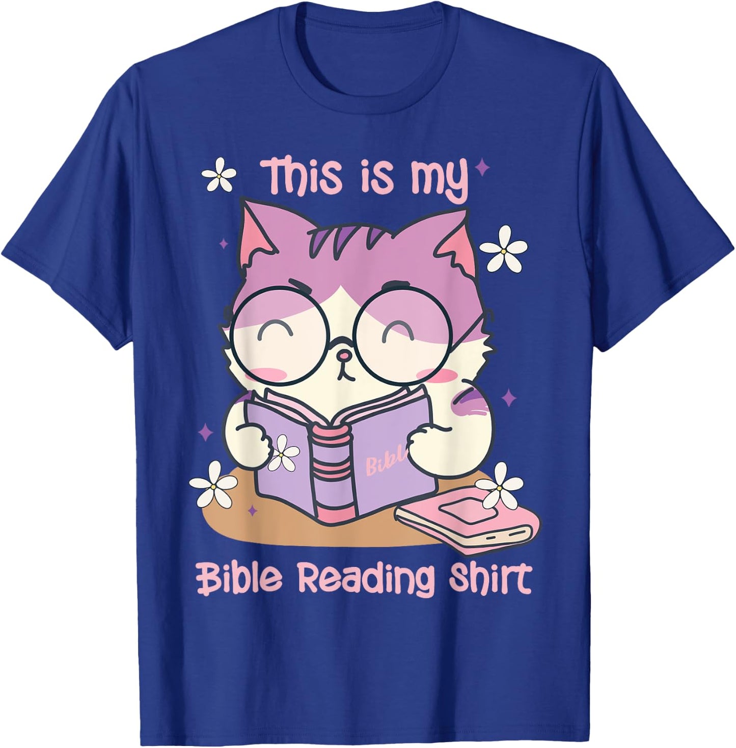 This Is For Bible Reading Cat Cute Christian T-Shirt - T-Shirt | Royal