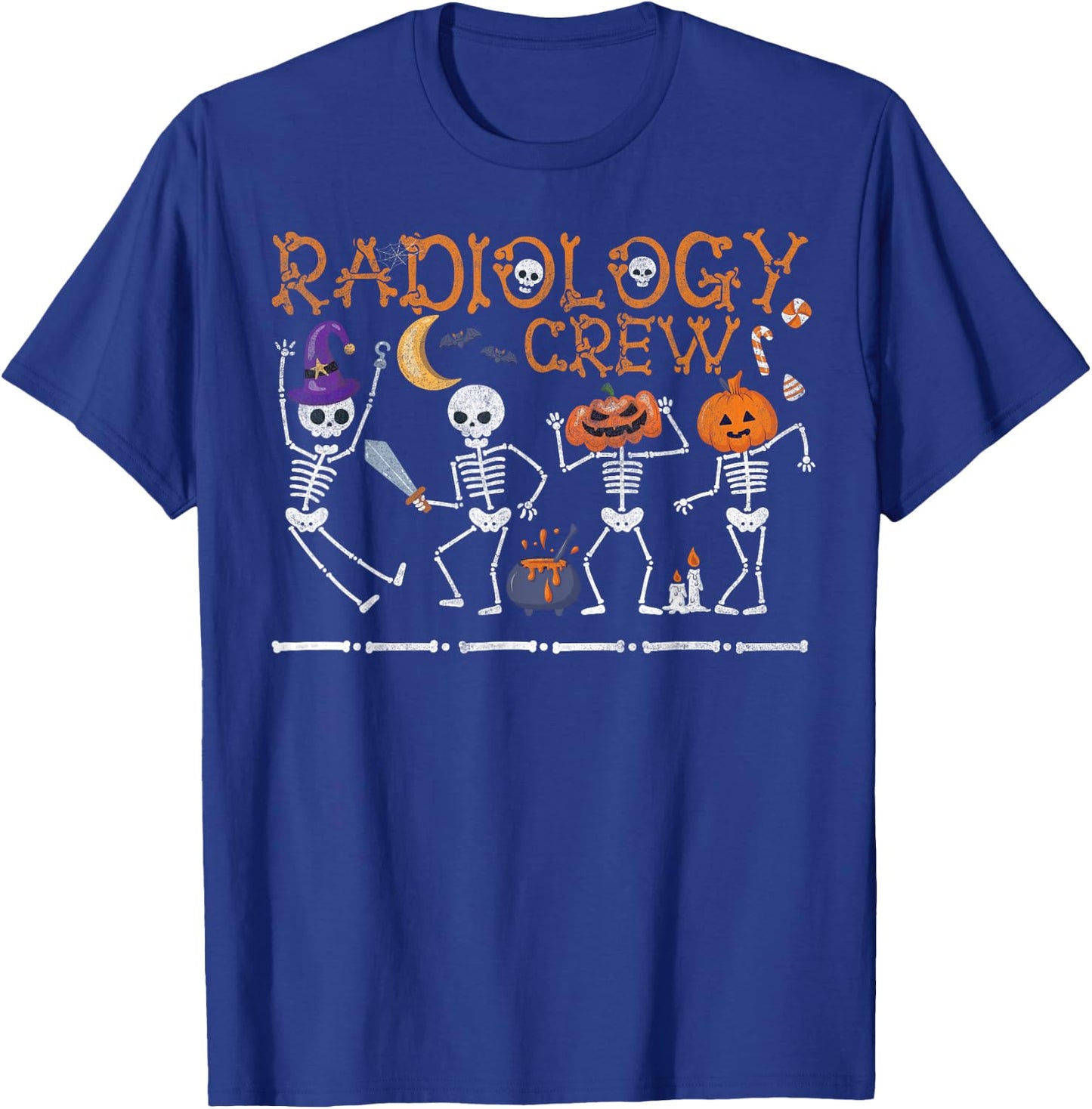 Radiology Crew Dancing Skeleton Funny Halloween Party T-Shirt - T-Shirt | Royal