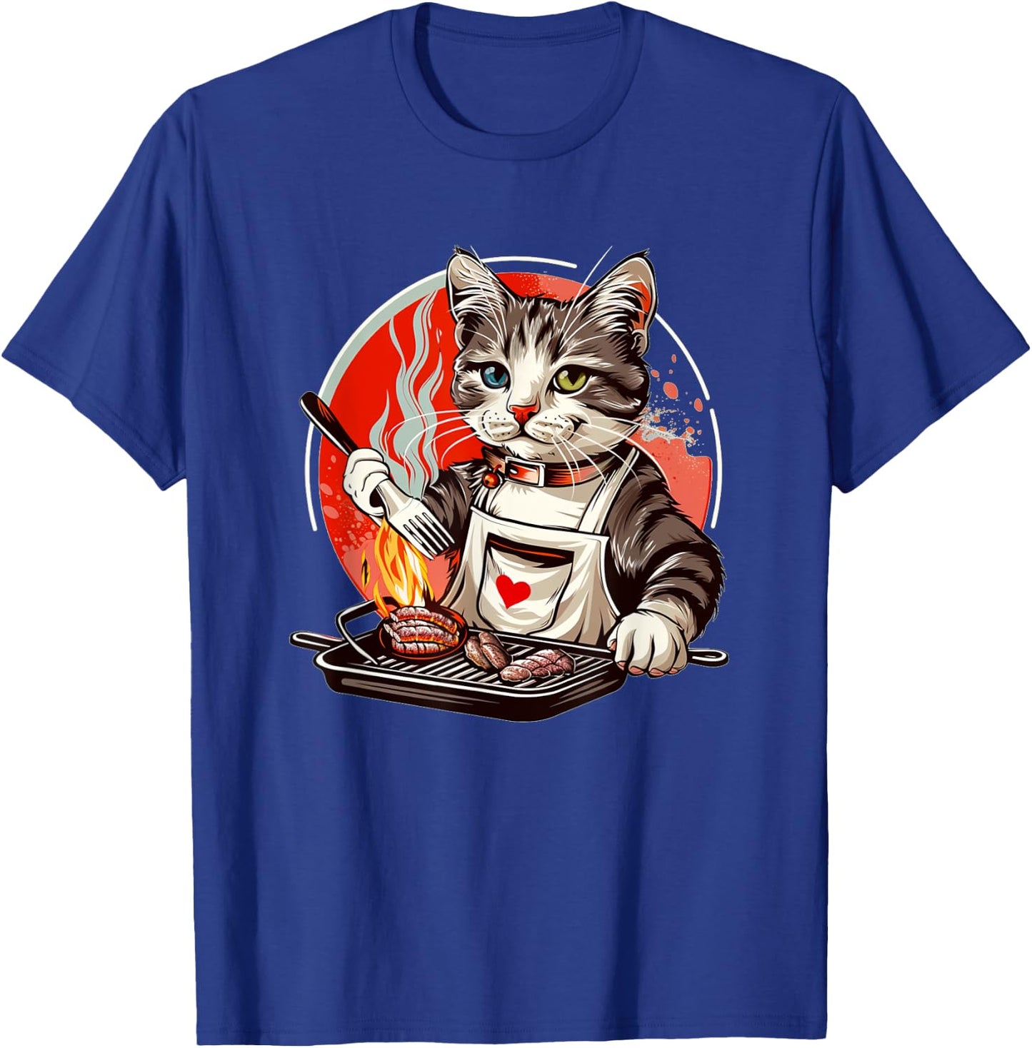 Pretty Presentation of BBQ-Loving Cat Outfit Men Women Kids T-Shirt - T-Shirt | Royal