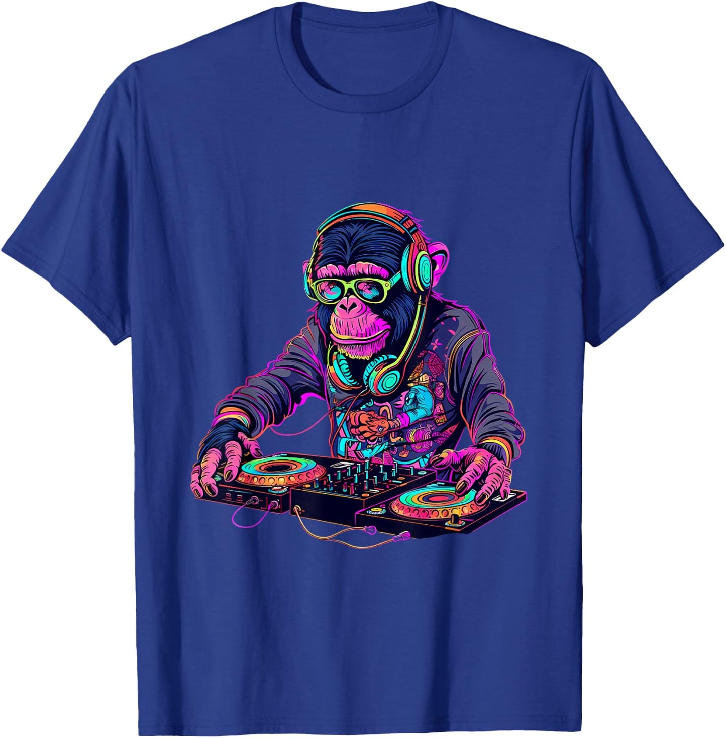 DJ Monkey Turntable DJ Monkey Techno House Beatmaker EDM T-Shirt - T-Shirt | Royal