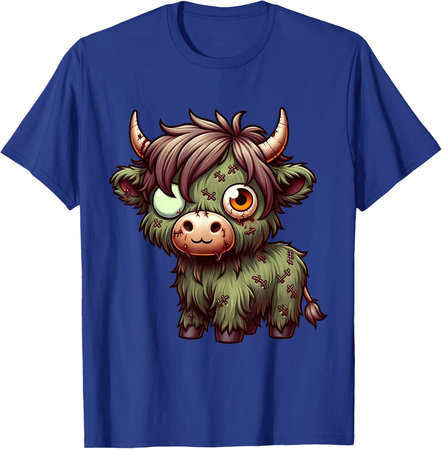 Highland Cow Zombie Halloween Farm Animal Women Girls T-Shirt - T-Shirt | Royal