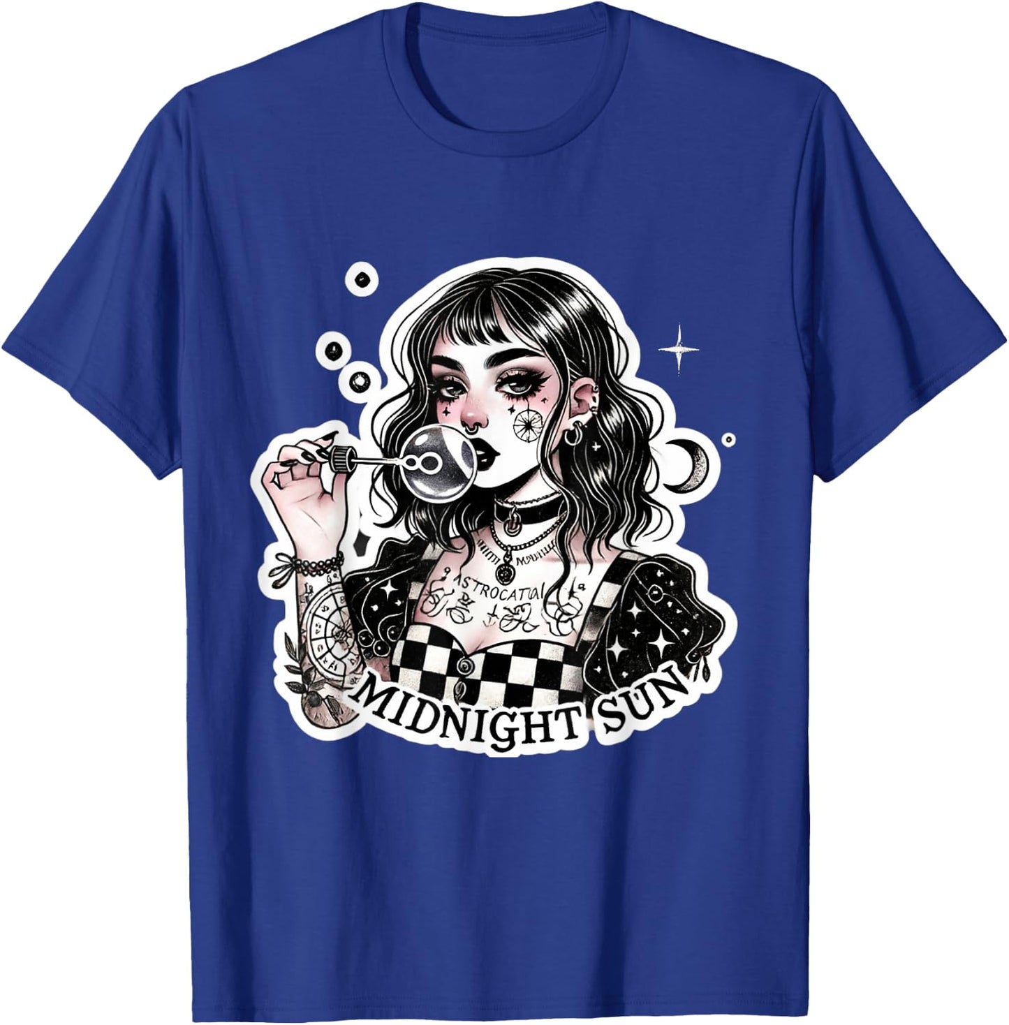Cute Tattooed Goth Girl with Soap Bubbles Grunge Punk Egirl T-Shirt - T-Shirt | Royal