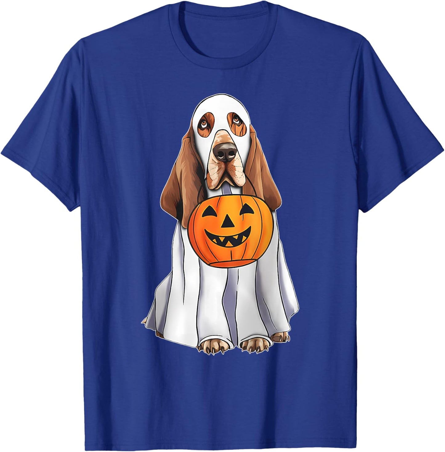 Basset Hound Ghost Pumpkin Halloween Costume Fall T-Shirt - T-Shirt | Royal