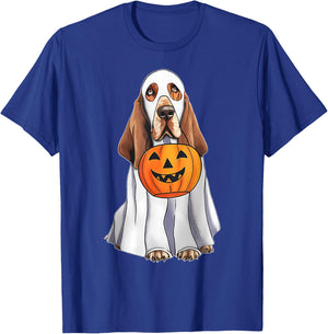Basset Hound Ghost Pumpkin Halloween Costume Fall T-Shirt - T-Shirt | Royal